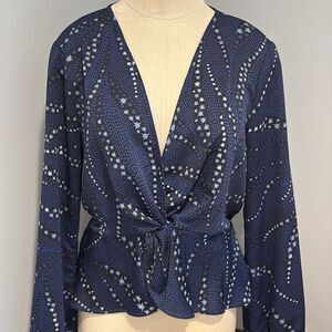 BCBGENERATION Long-Sleeve Twist-Front Peplum Top Size M